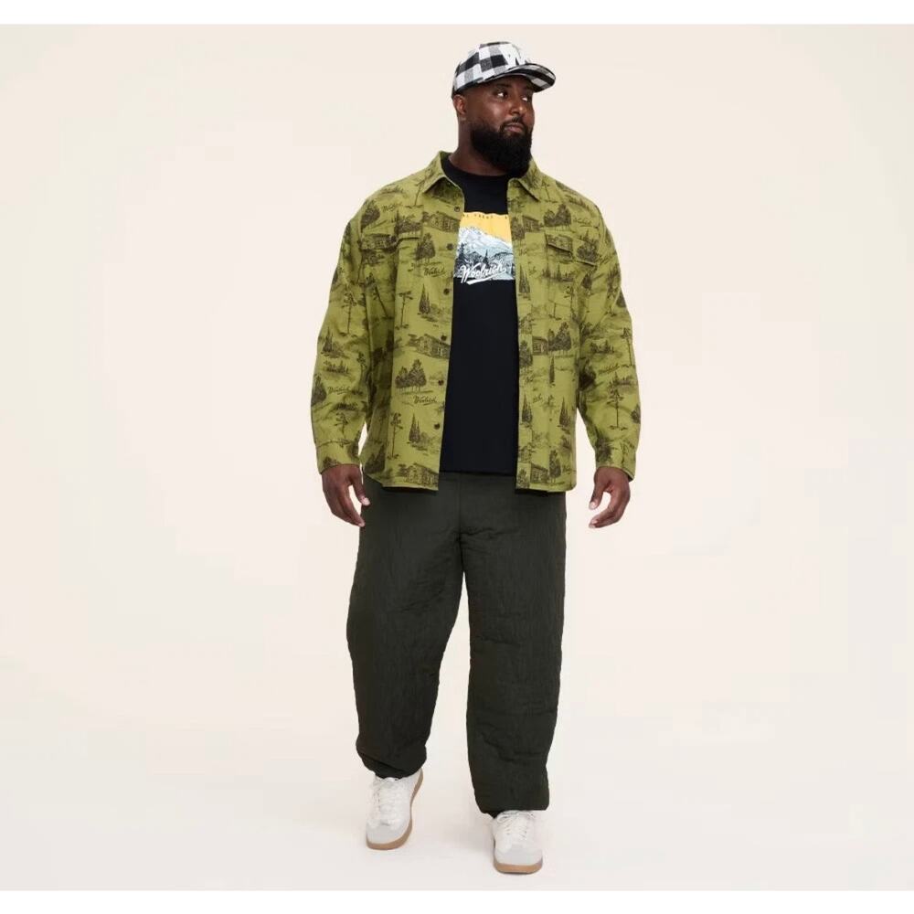 Men's Big & Tall Mid-Rise‎ Slim Fit Quilted Joggers - Woolrich Olive Size 2XLT